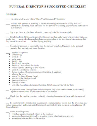Funeral Checklist in PDF