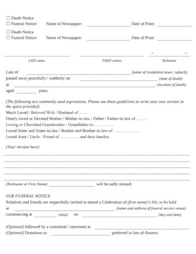 funeral notice template in pdf
