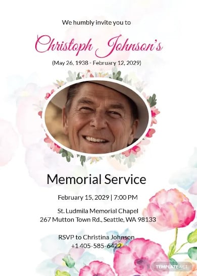 funeral obituary invitation card template