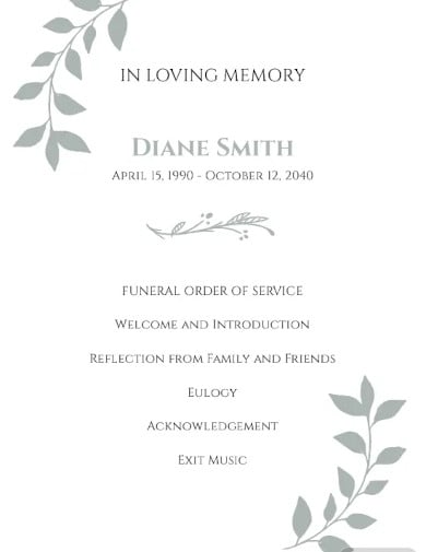 funeral order of service card template