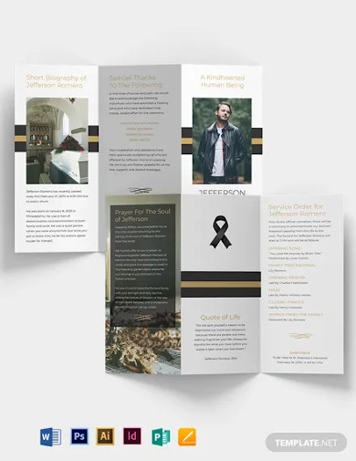 funeral program booklet tri fold brochure template