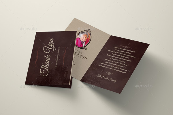 funeral program thank you card template