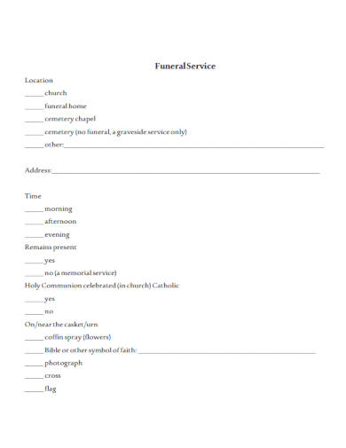 funeral service checklist template