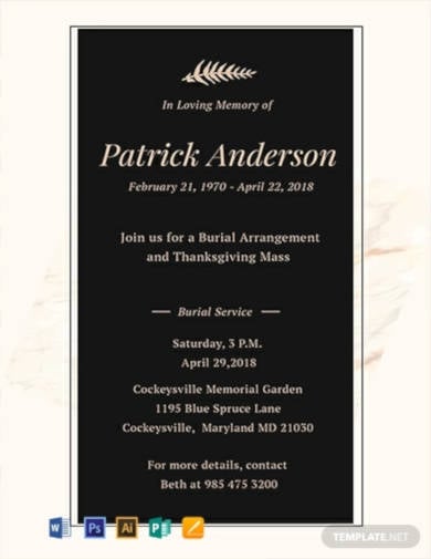 funeral service invitation template