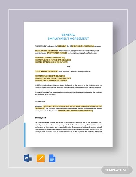 35+ Employment Agreement Templates – Word, PDF Format Download | Free ...