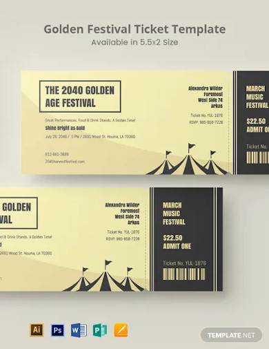 golden festival ticket template