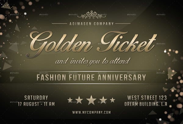 golden ticket invitation template