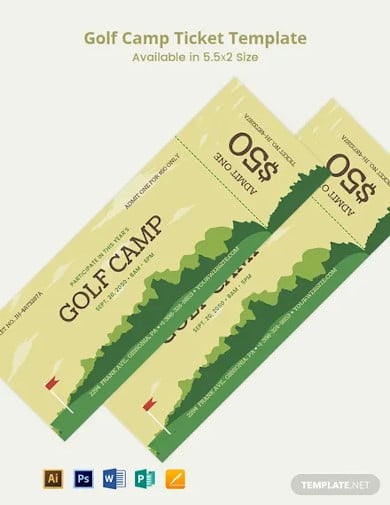 golf camp ticket template