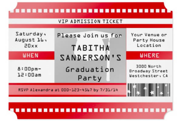 graduation party admission ticket