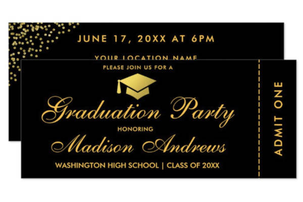 graduation party gold ticket