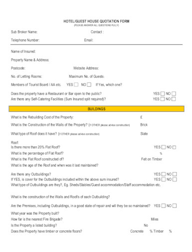 FREE 11 Hotel Quotation Templates In PDF