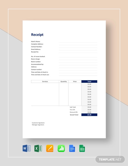 21 hotel receipt templates pdf doc excel free premium templates