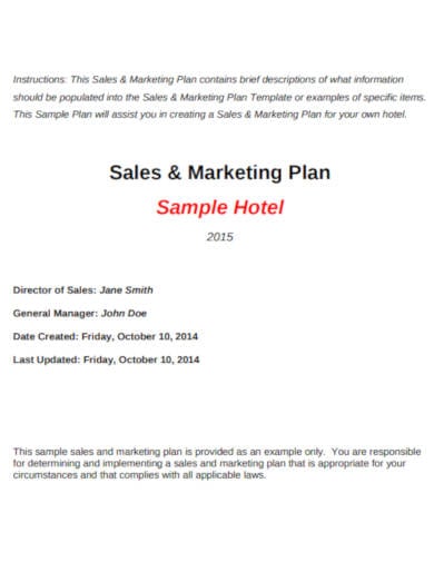hotel sales and marketing plan
