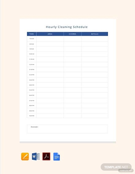 hourly-cleaning-schedule-template