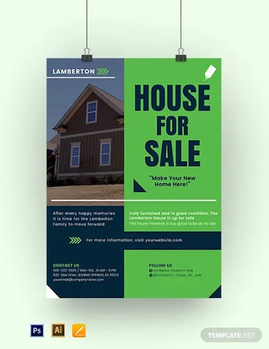 house for sale poster template
