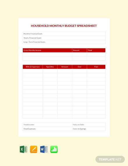 google sheet household budget template