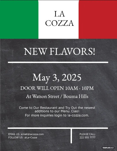 italian menu restaurant flyer template