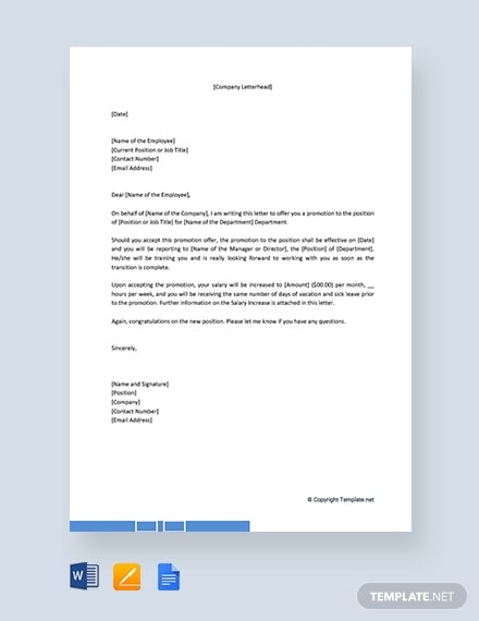 job promotion offer letter