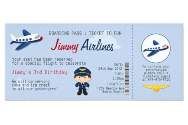 kids airline ticket template