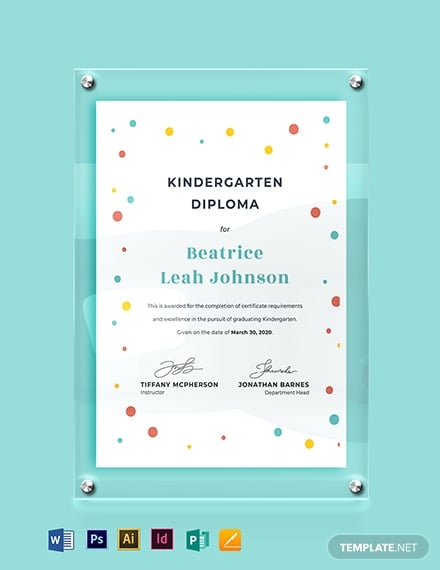 kindergarten diploma certificate template