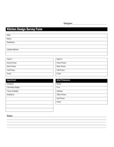 kitchen design survey form