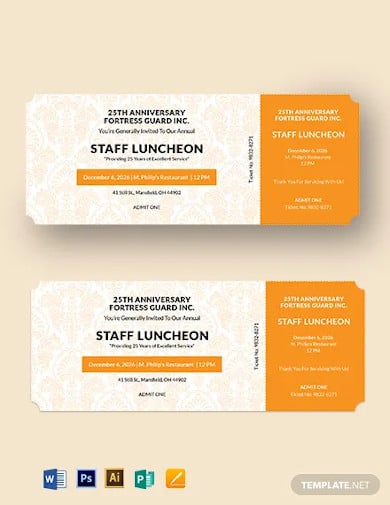 luncheon food ticket template