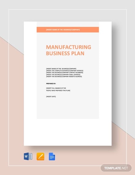 sample business plan for manufacturing company pdf