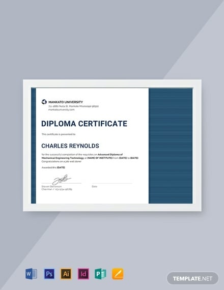 mechanical diploma certificate template