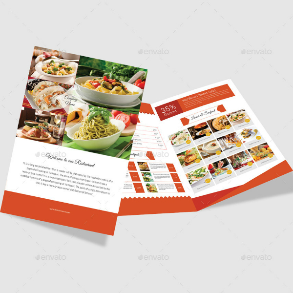 modern restaurant bi fold brochure layout