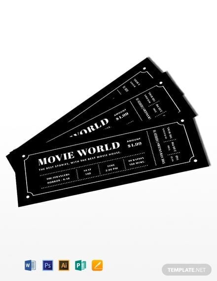 movie night ticket invitation template 440x570