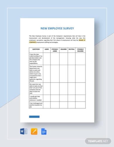 new employee survey template