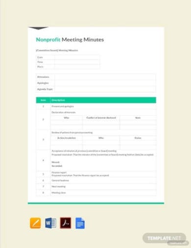 non profit board meeting minutes template