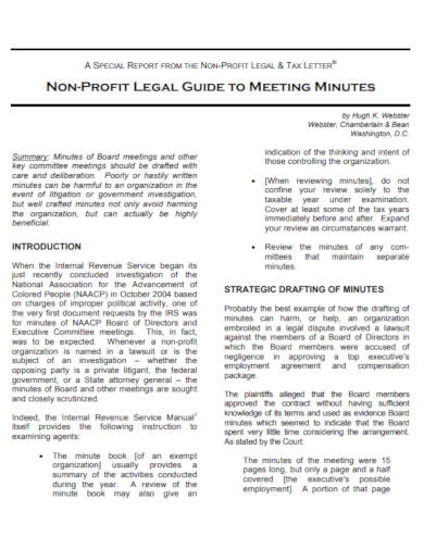 Non Profit Board Meeting Minutes Template