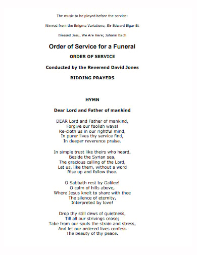 non religious funeral order of service template