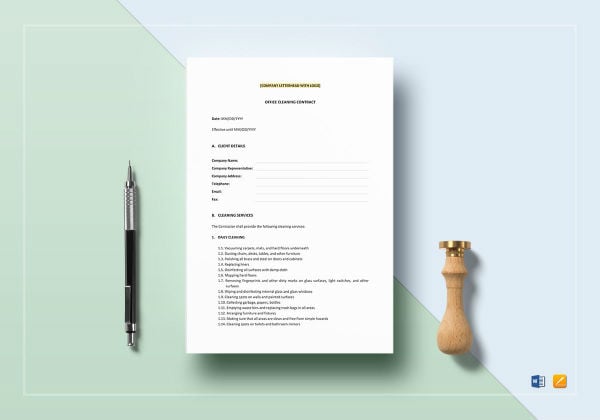 office cleaning contract template mockup