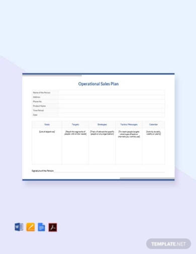 operational sales plan template