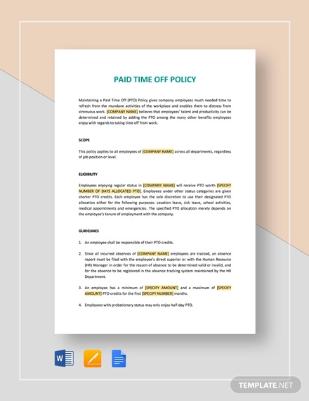 6 Time Off Policy Templates PDF DOC 6 Time Off Policy Templates PDF DOC