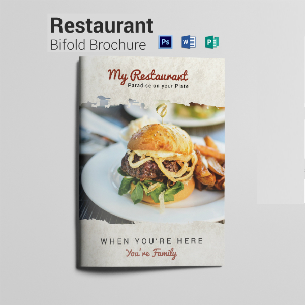 paradise restaurant bi fold brochure layout