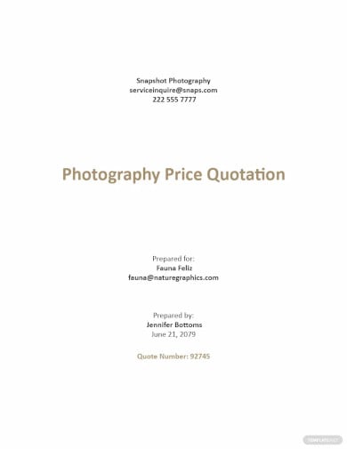 photography price quotation template