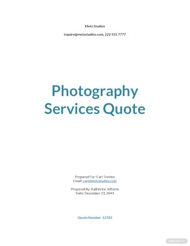 photography services quotation template