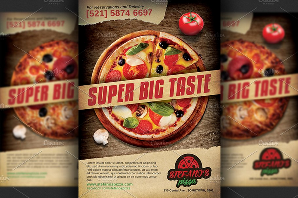 pizza restaurant advertising flyer