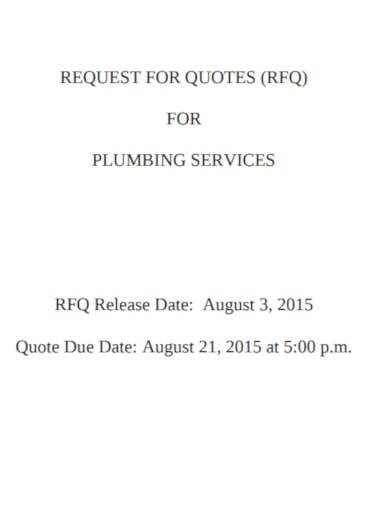 plumbing service quotation template