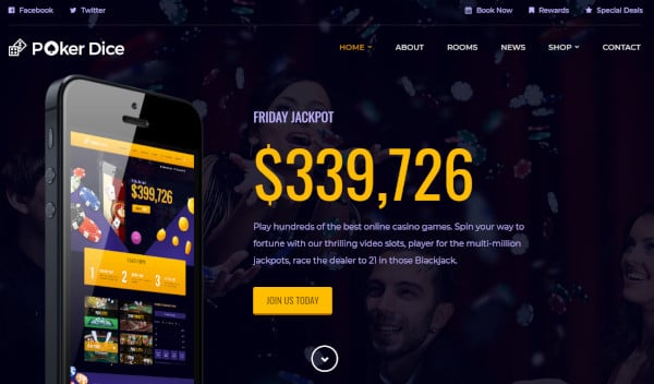 poker dice drag and drop page builder wordpress theme