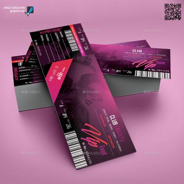 printable modern vip ticket design