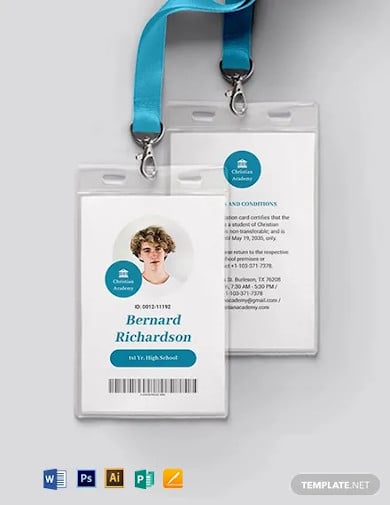 private school student id card template