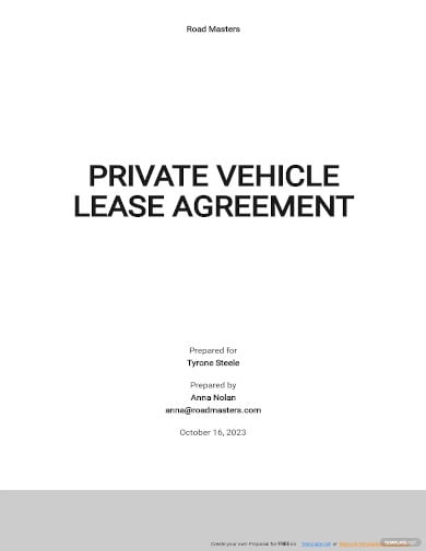 private vehicle lease agreement template