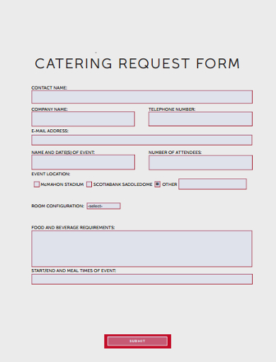 professional catering inquiry form