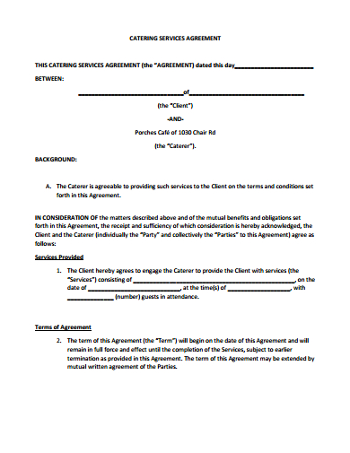 11+ Catering Service Agreement Template - PDF