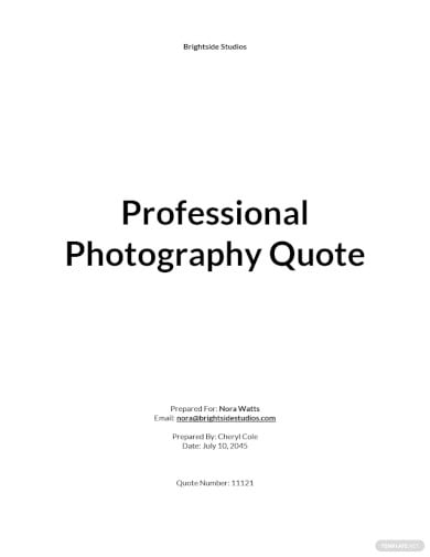 professional photography quotation template