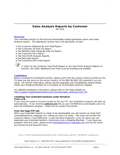 professional sales analysis report